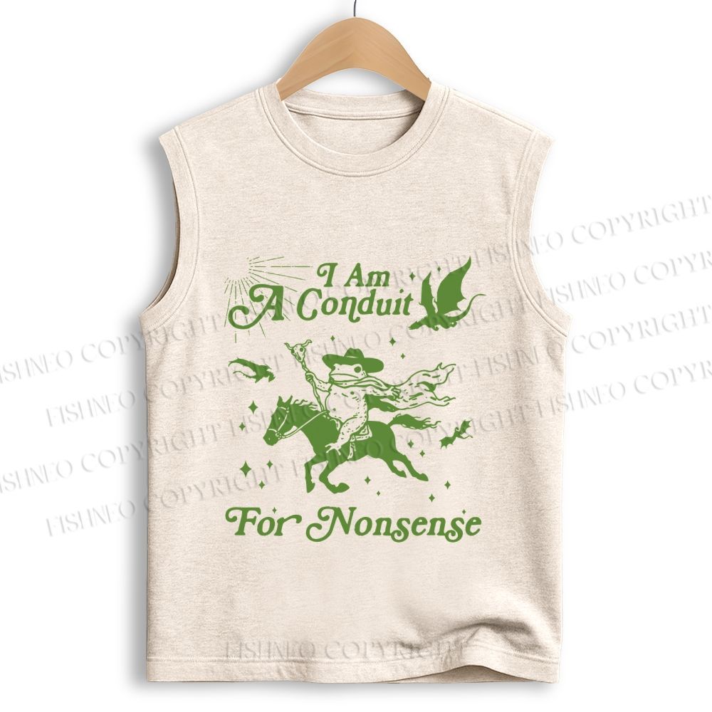 Unisex Vintage Frog I am a Conduit For Nonsense Printed Cotton Tank Top