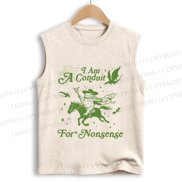 Unisex Vintage Frog I am a Conduit For Nonsense Printed Cotton Tank Top