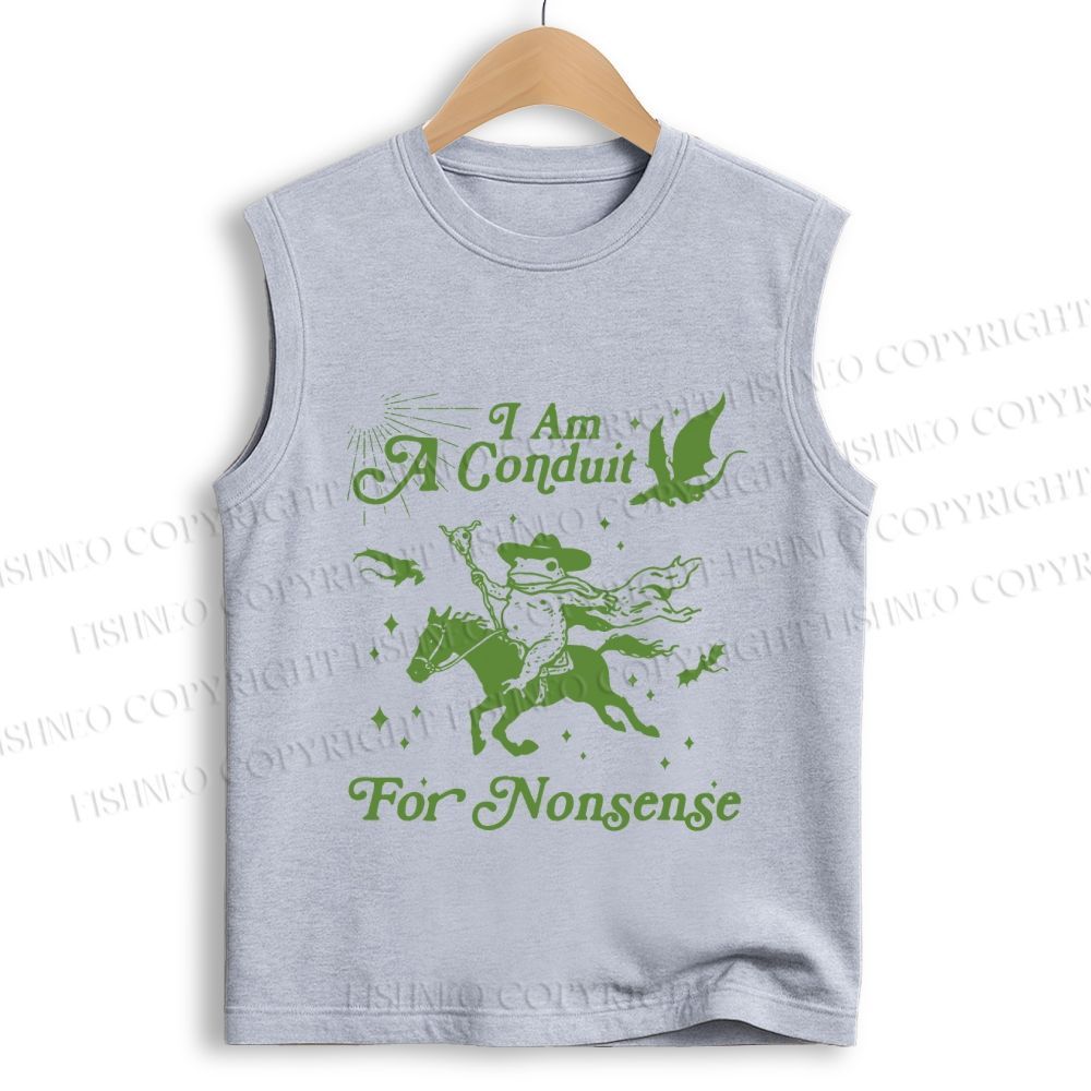 Unisex Vintage Frog I am a Conduit For Nonsense Printed Cotton Tank Top