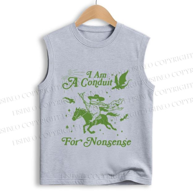 Unisex Vintage Frog I am a Conduit For Nonsense Printed Cotton Tank Top