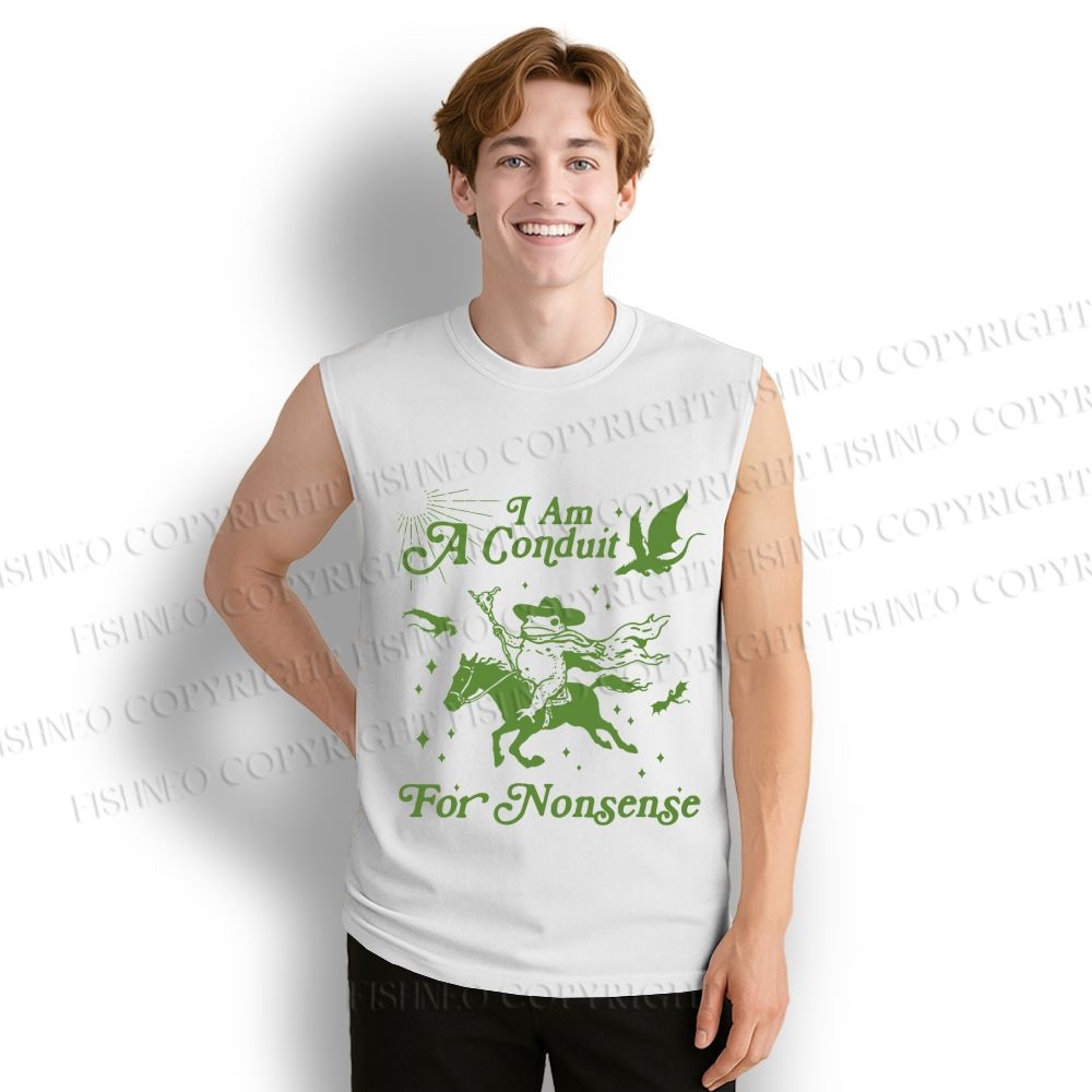 Unisex Vintage Frog I am a Conduit For Nonsense Printed Cotton Tank Top