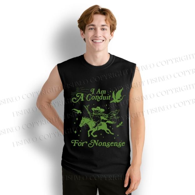 Unisex Vintage Frog I am a Conduit For Nonsense Printed Cotton Tank Top