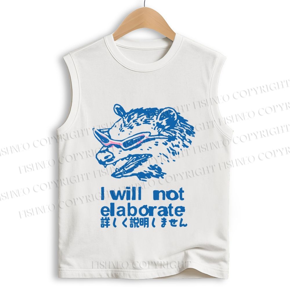 Unisex Japanese Opossum Will Not Elaborate Printed Cotton Tank Top