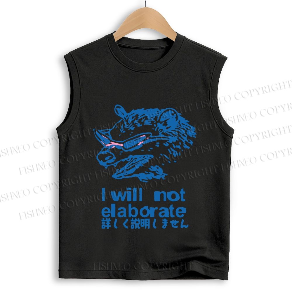 Unisex Japanese Opossum Will Not Elaborate Printed Cotton Tank Top