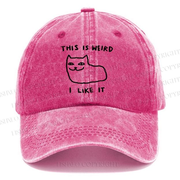 Unisex Silly Cat This Is Weird I Like It Vintage Casual Washed Cap