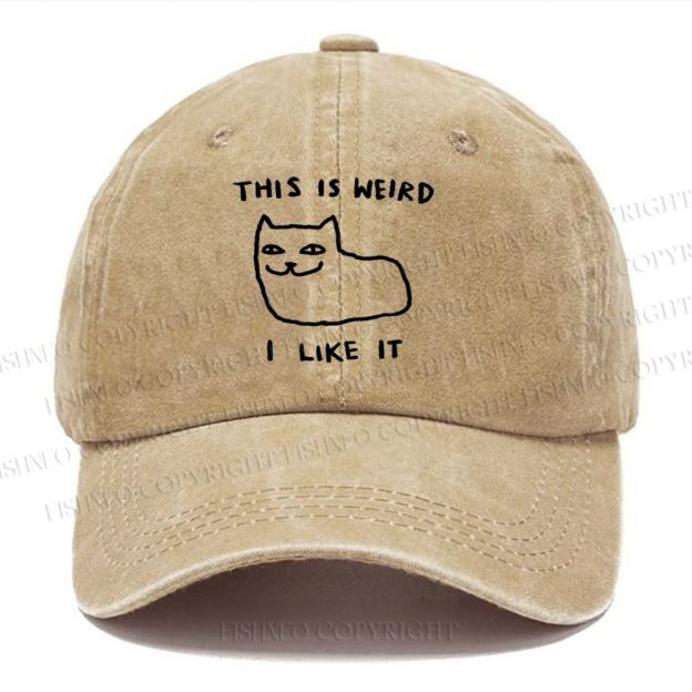 Unisex Silly Cat This Is Weird I Like It Vintage Casual Washed Cap