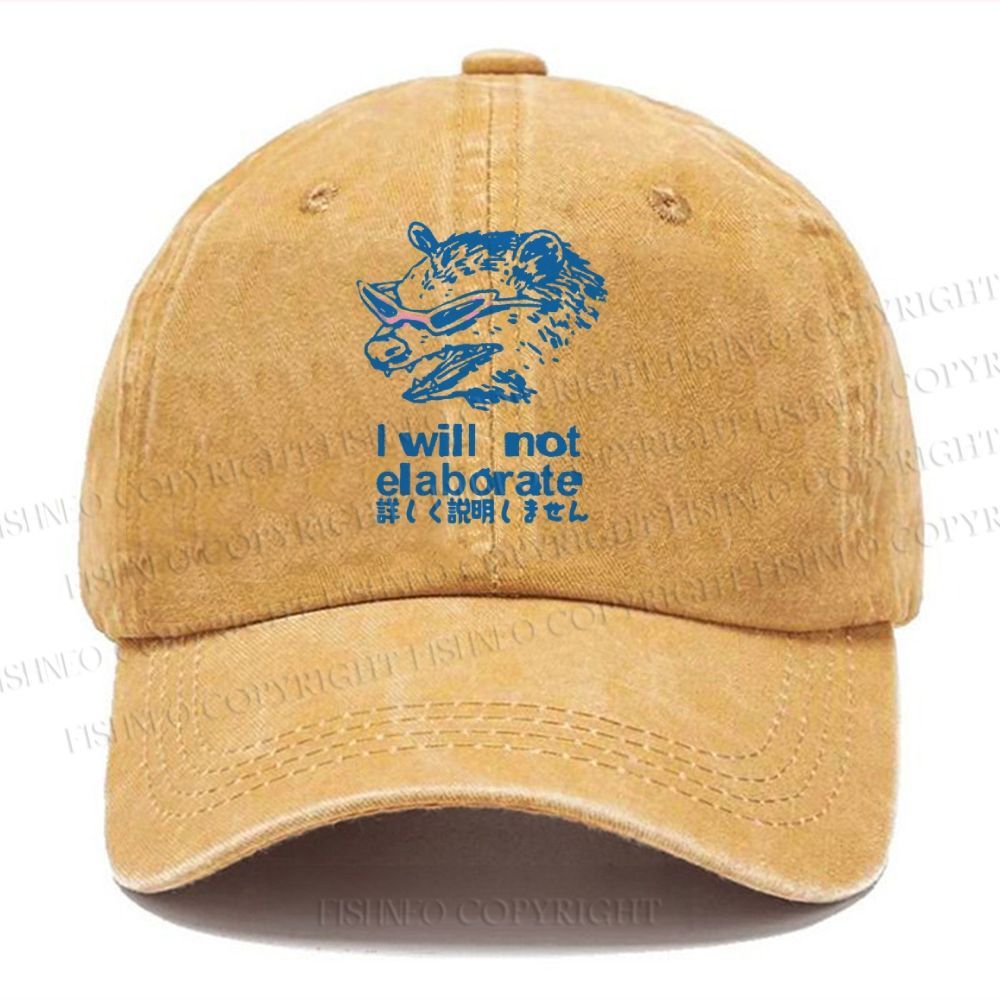 Unisex Japanese Opossum Will Not Elaborate Vintage Casual Washed Cap
