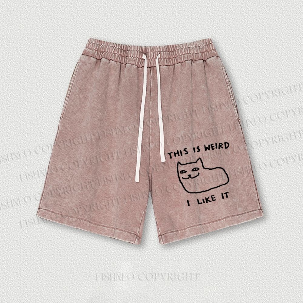 Silly Cat This Is Weird I Like It Washed Vintage Shorts