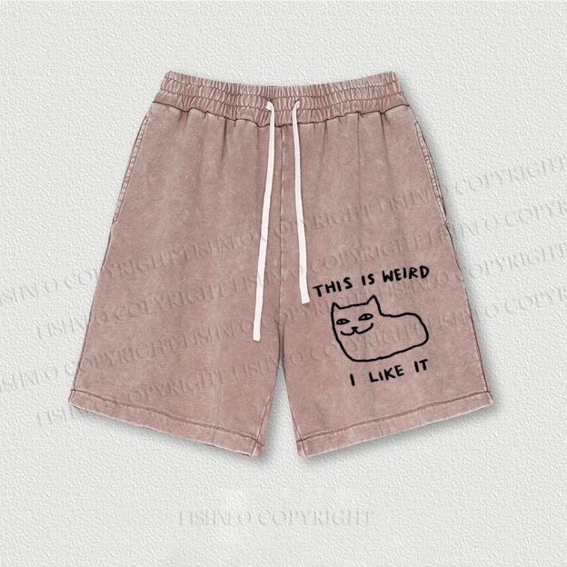 Silly Cat This Is Weird I Like It Washed Vintage Shorts