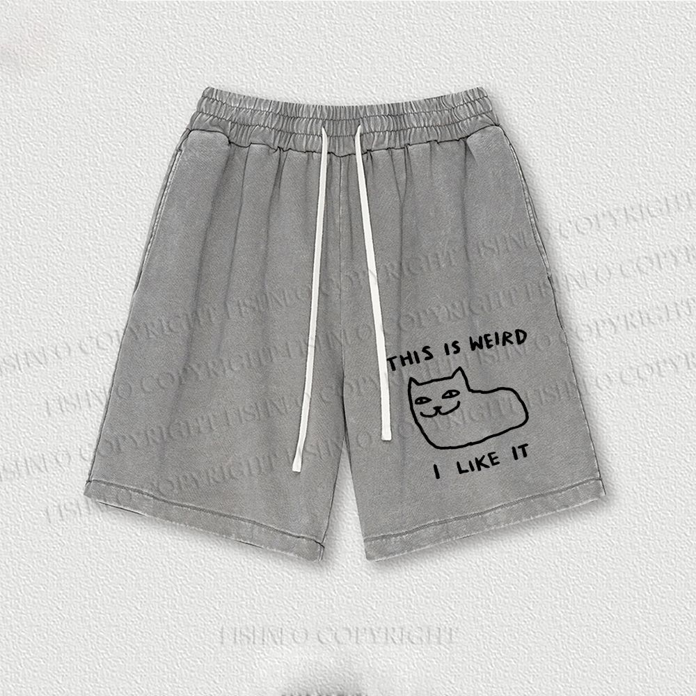 Silly Cat This Is Weird I Like It Washed Vintage Shorts
