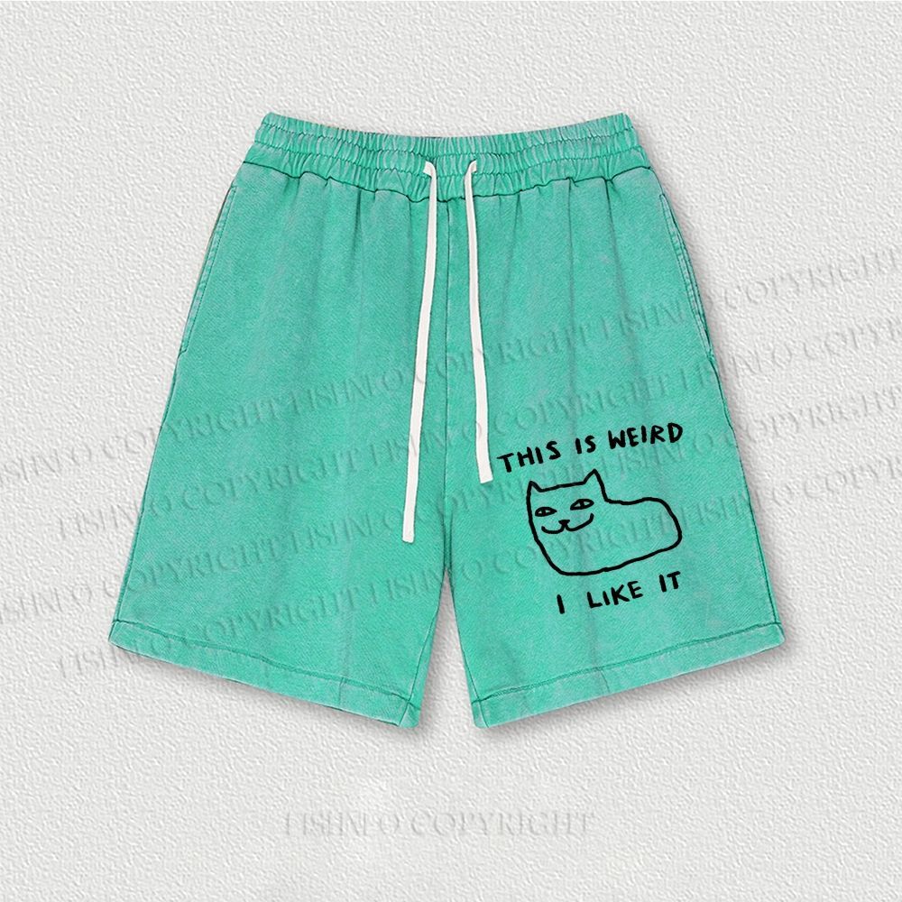 Silly Cat This Is Weird I Like It Washed Vintage Shorts