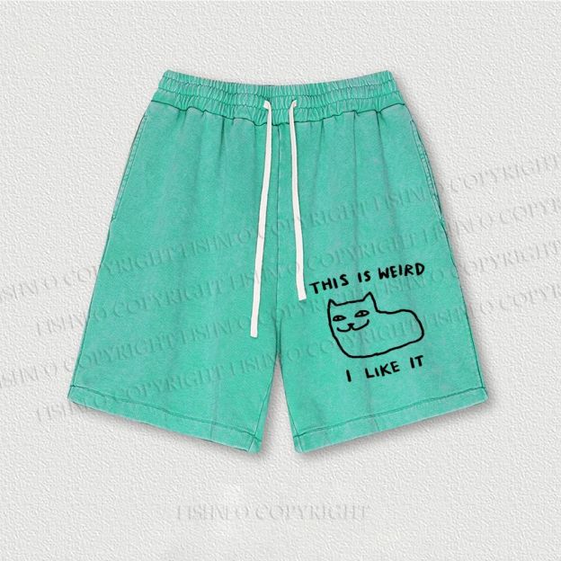 Silly Cat This Is Weird I Like It Washed Vintage Shorts