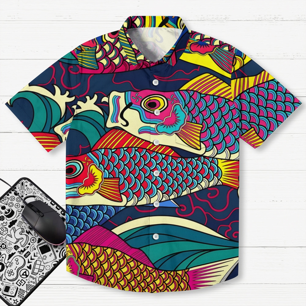 Colorful Japanese Koinobori Aloha Hawaiian Shirt