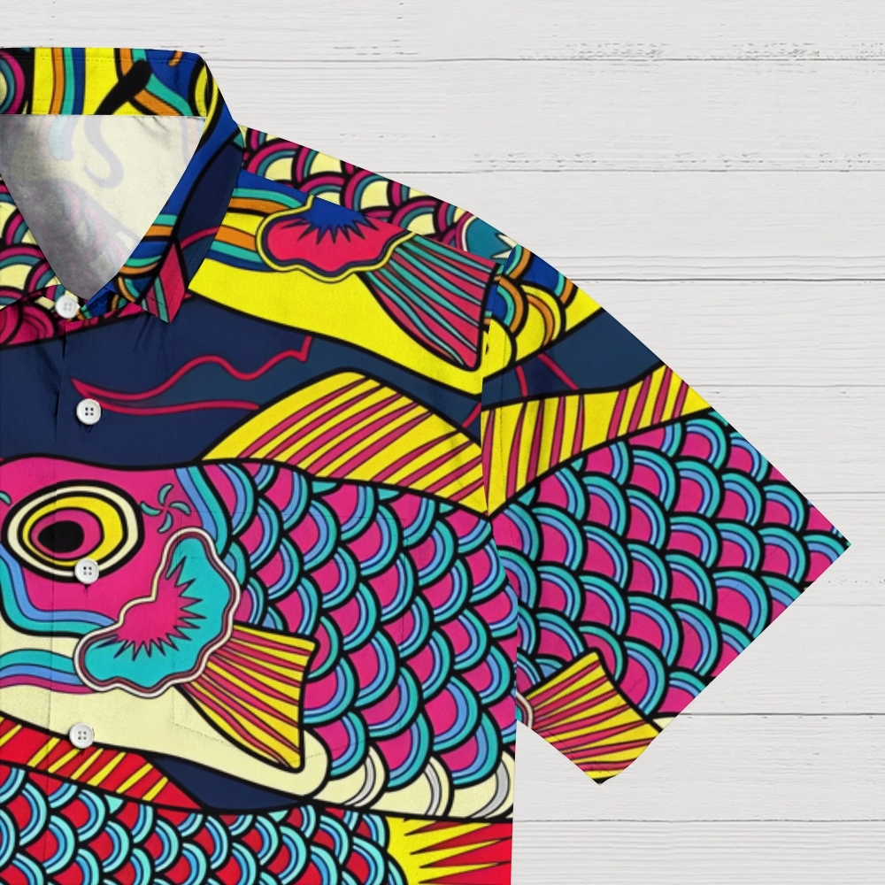 Colorful Japanese Koinobori Aloha Hawaiian Shirt