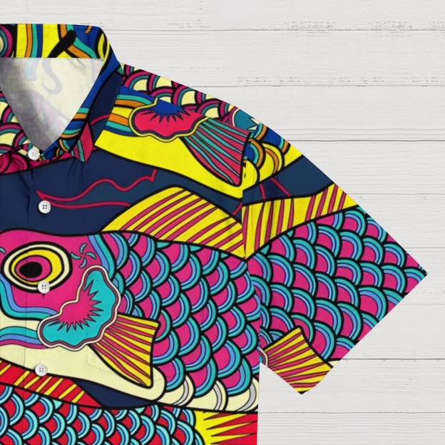 Colorful Japanese Koinobori Aloha Hawaiian Shirt