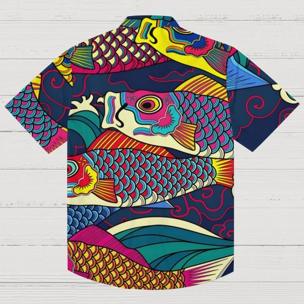 Colorful Japanese Koinobori Aloha Hawaiian Shirt