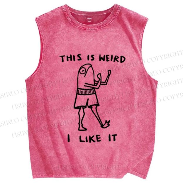 Unisex Silly Frog This Is Weird I Like It Printed Washed Tank Top