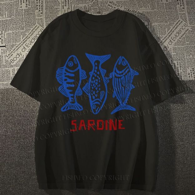 Unisex Vintage Sardine Classic Cotton T-shirt