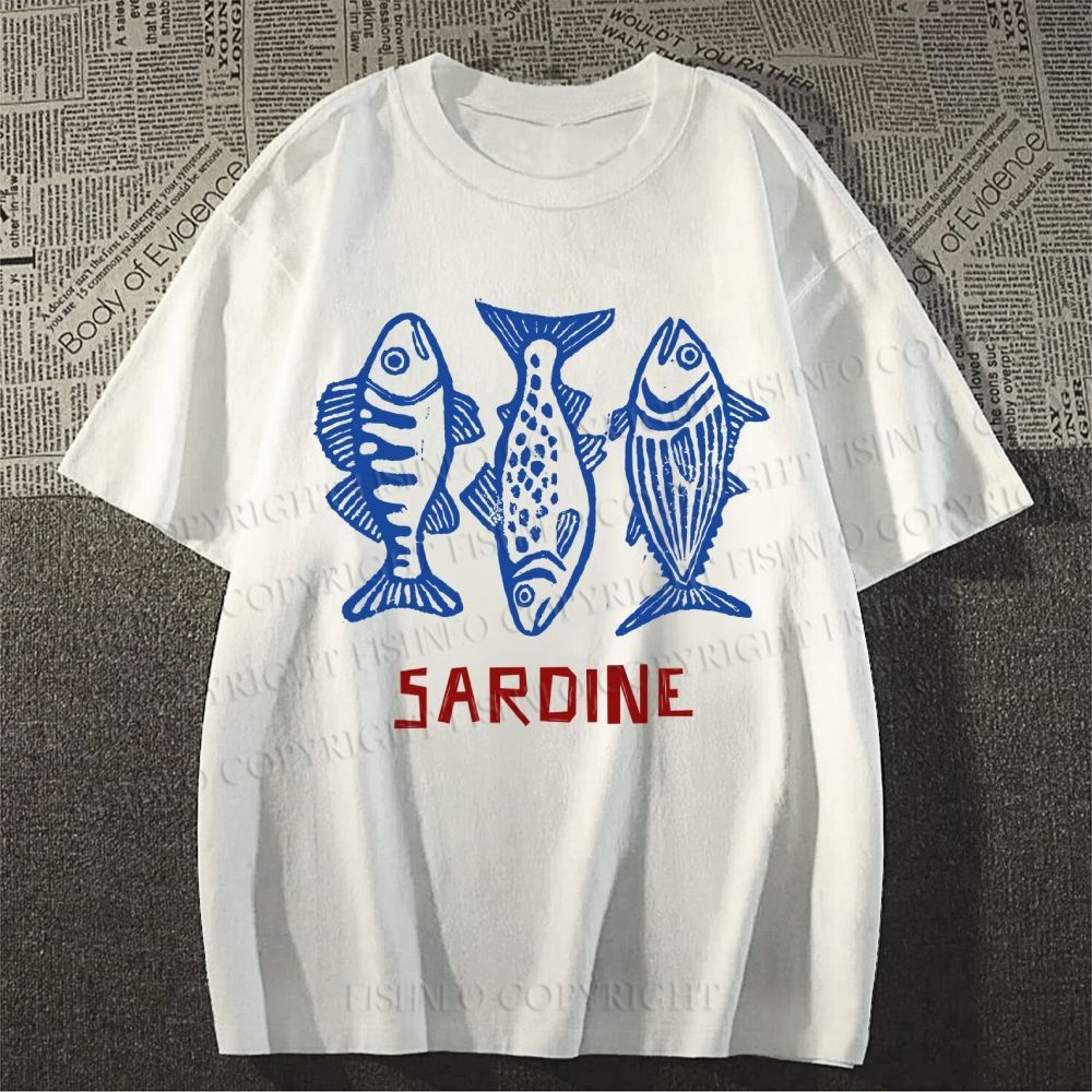 Unisex Vintage Sardine Classic Cotton T-shirt