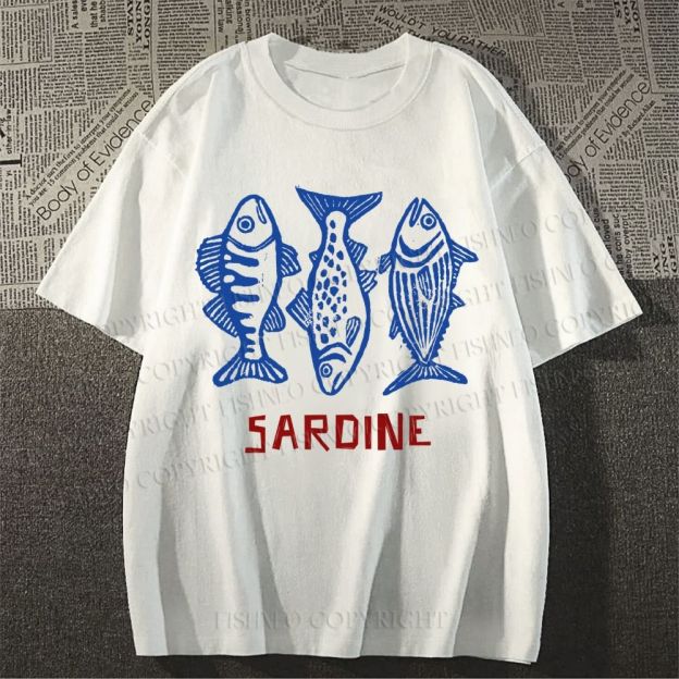 Unisex Vintage Sardine Classic Cotton T-shirt