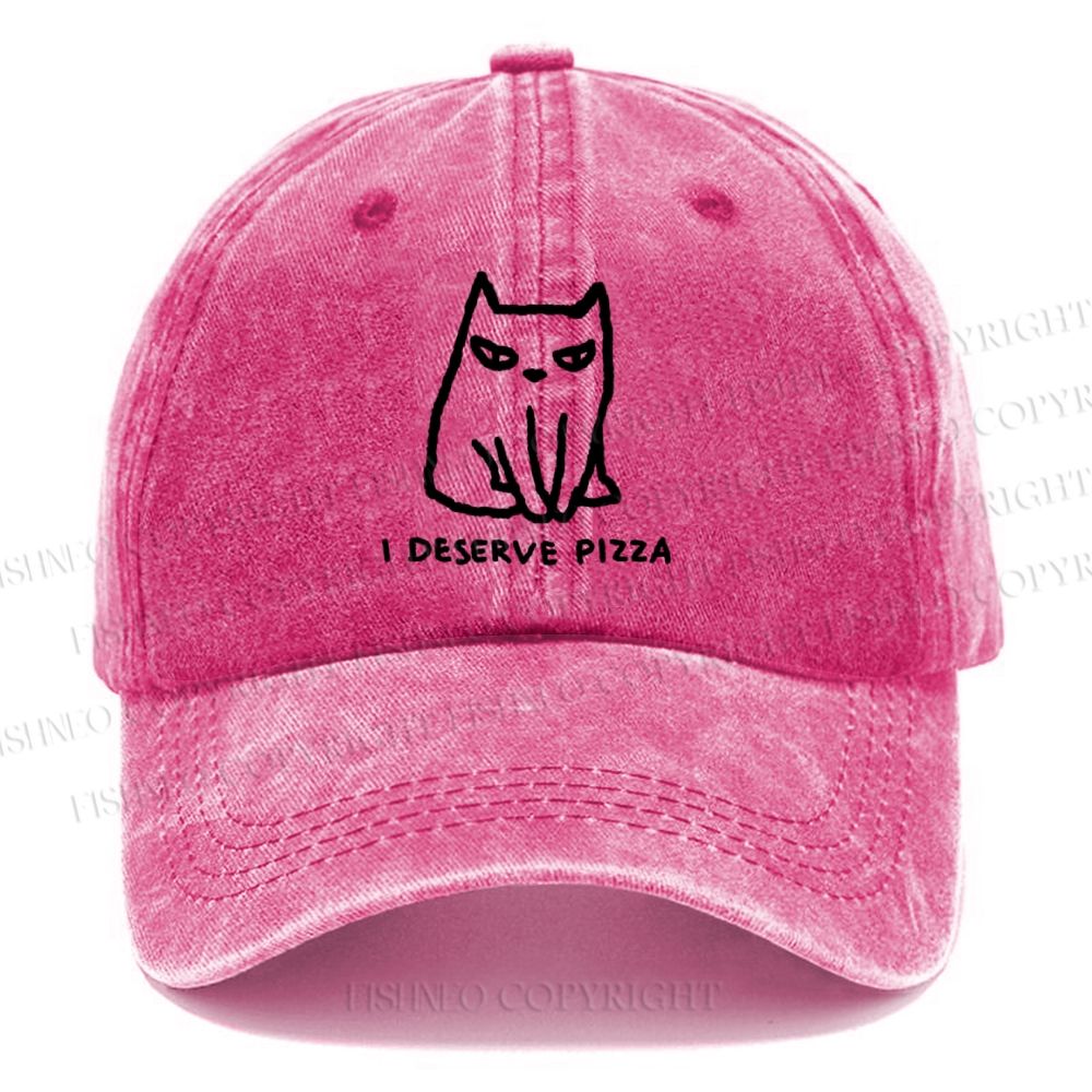 Unisex I Deserve Pizza Cat Vintage Casual Washed Cap