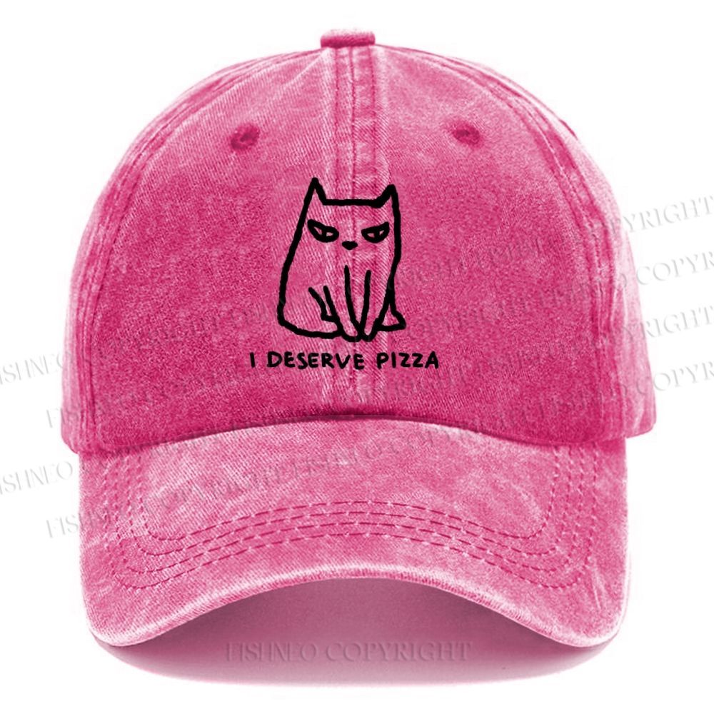 Unisex I Deserve Pizza Cat Vintage Casual Washed Cap