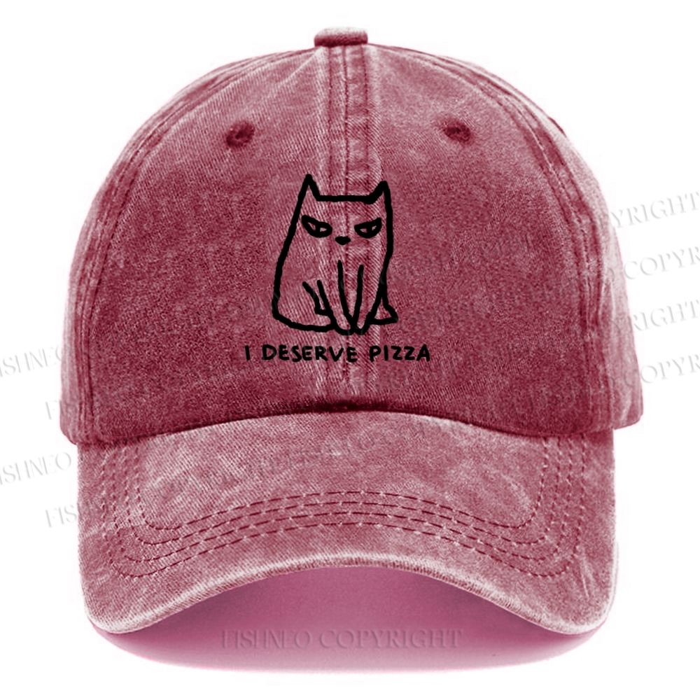 Unisex I Deserve Pizza Cat Vintage Casual Washed Cap