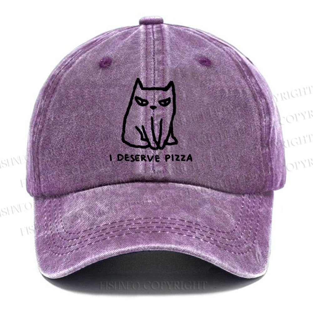 Unisex I Deserve Pizza Cat Vintage Casual Washed Cap