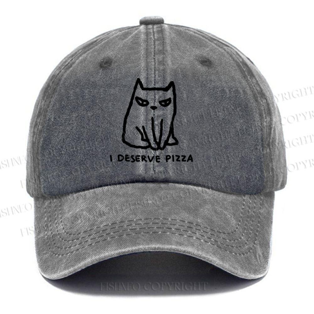 Unisex I Deserve Pizza Cat Vintage Casual Washed Cap