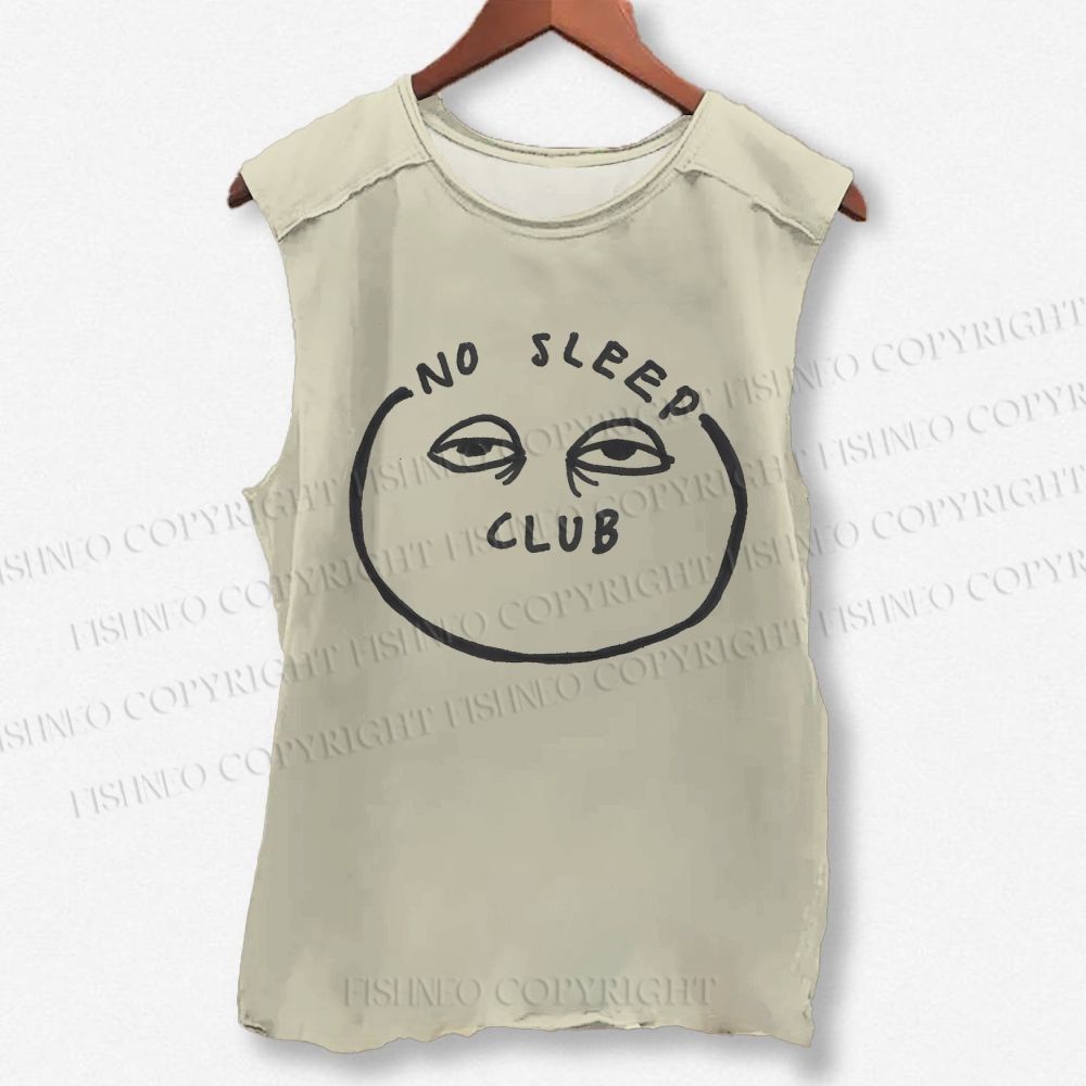 Unisex No Sleep Club Printed Washed Tank Top