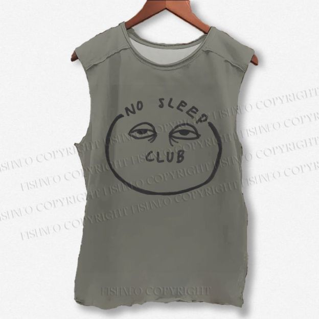 Unisex No Sleep Club Printed Washed Tank Top