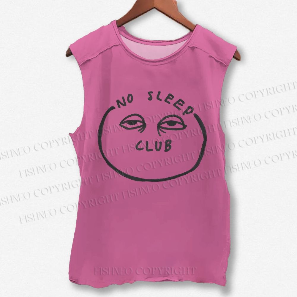 Unisex No Sleep Club Printed Washed Tank Top