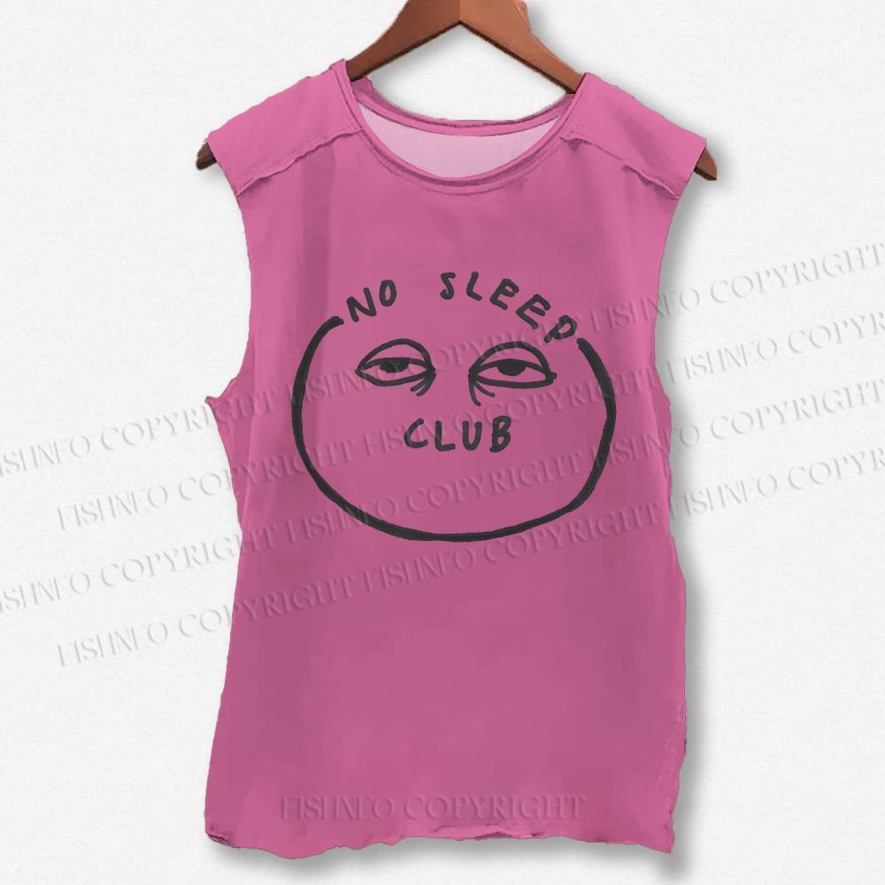 Unisex No Sleep Club Printed Washed Tank Top
