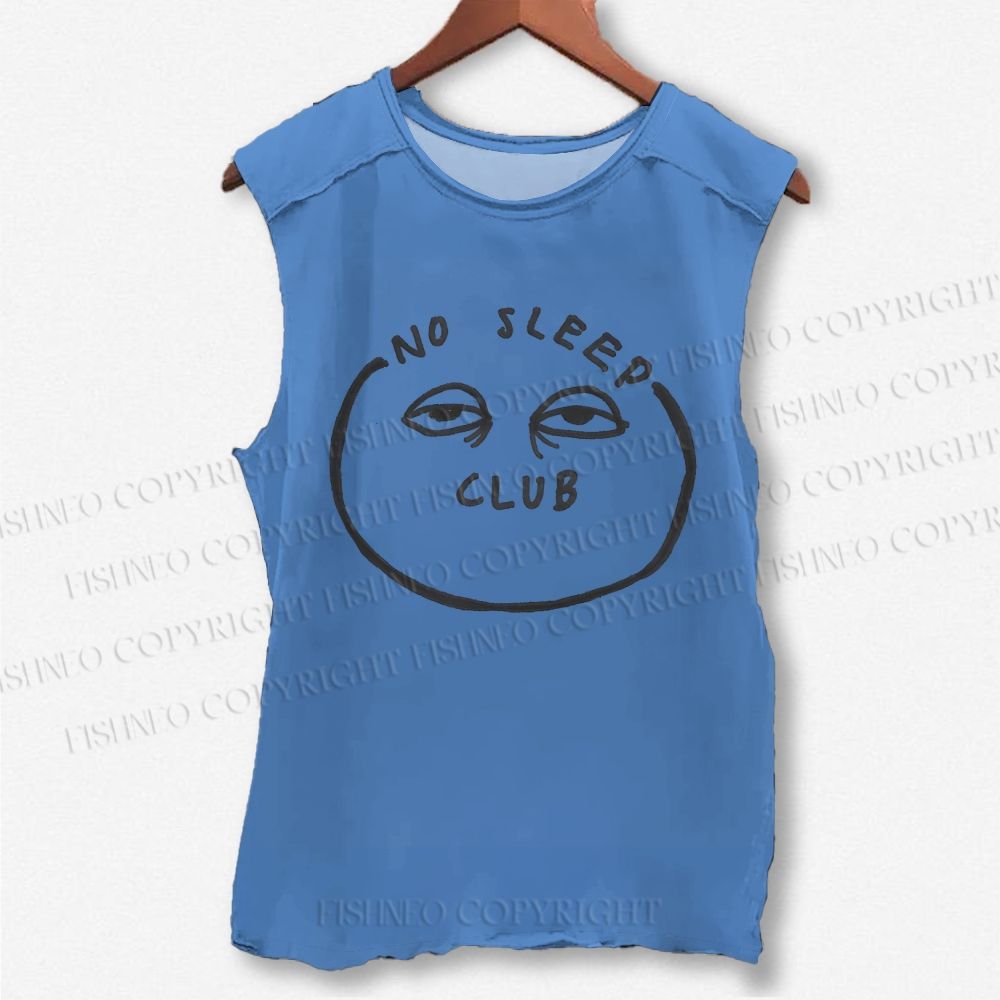 Unisex No Sleep Club Printed Washed Tank Top