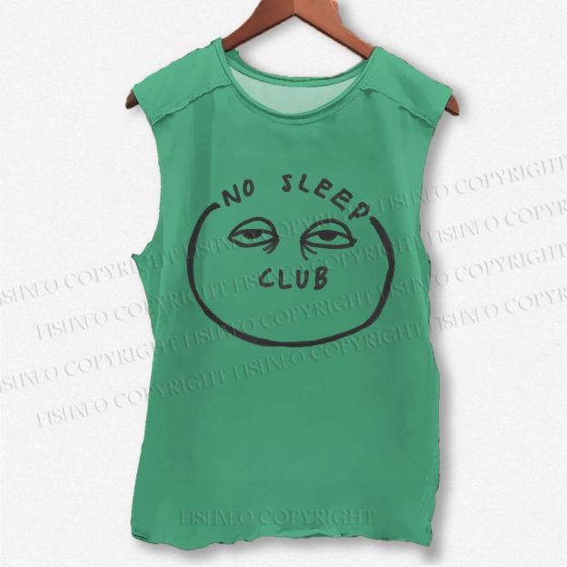 Unisex No Sleep Club Printed Washed Tank Top