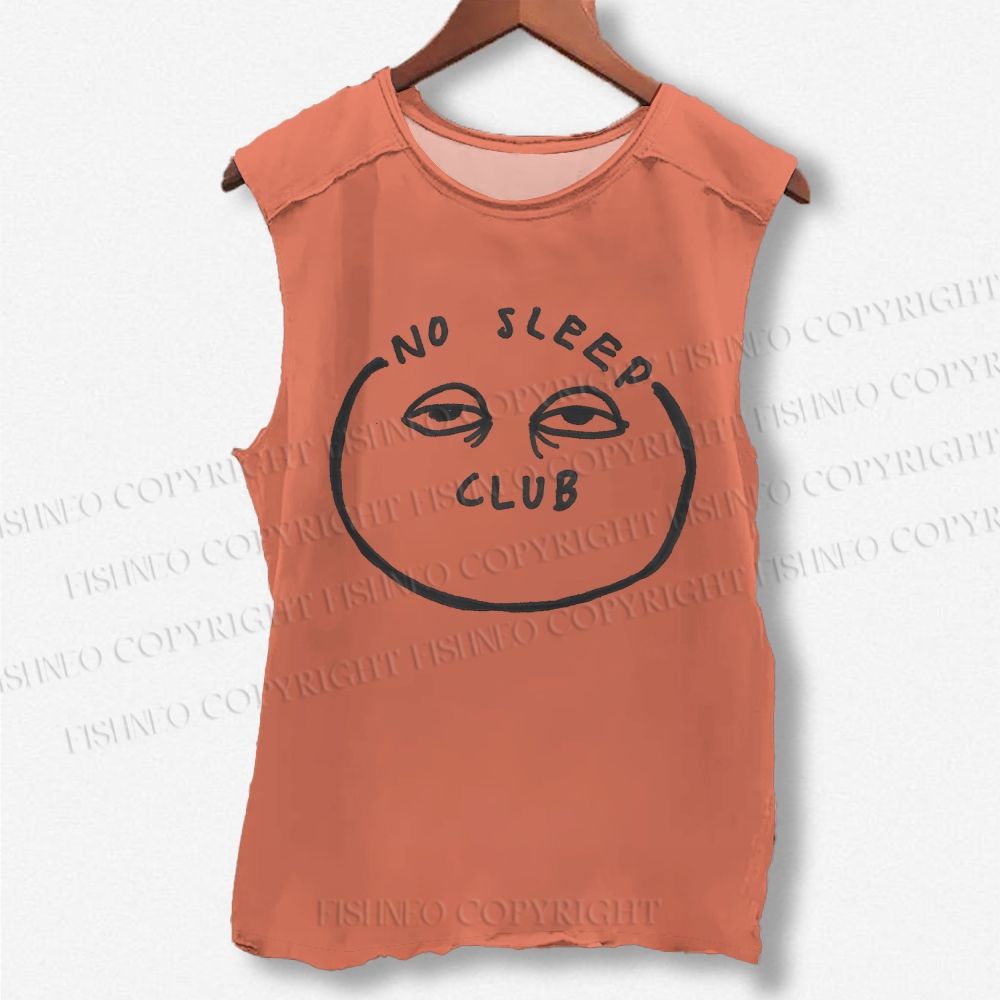 Unisex No Sleep Club Printed Washed Tank Top