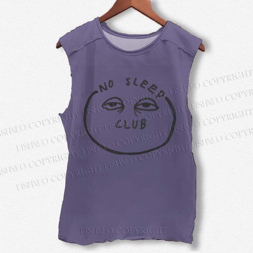 Unisex No Sleep Club Printed Washed Tank Top