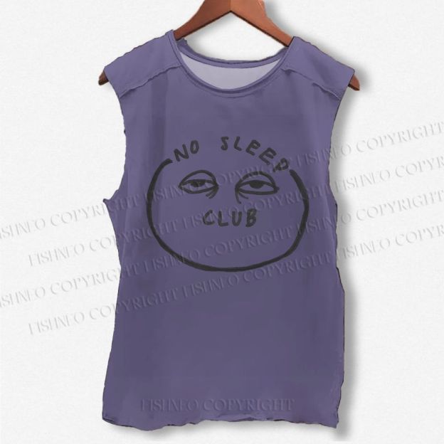 Unisex No Sleep Club Printed Washed Tank Top