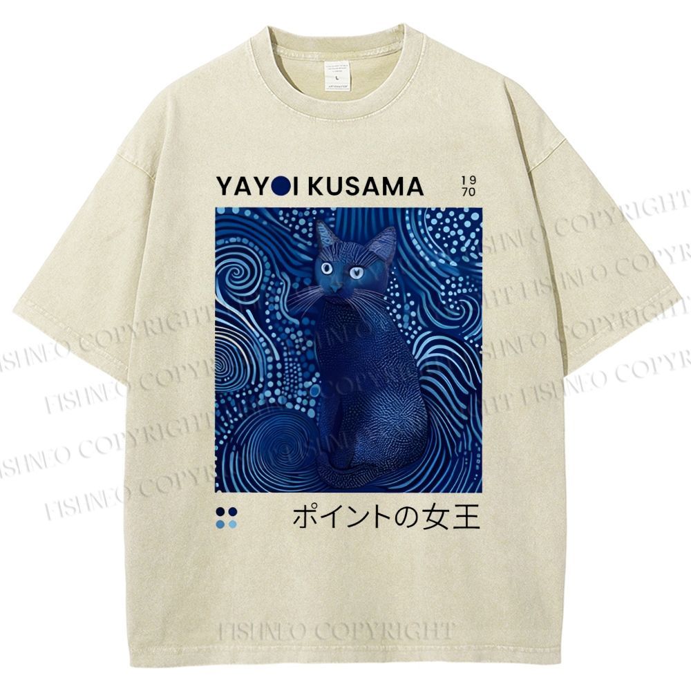 Yayoi Kusama Cat Vintage Vintage Washed T-shirt