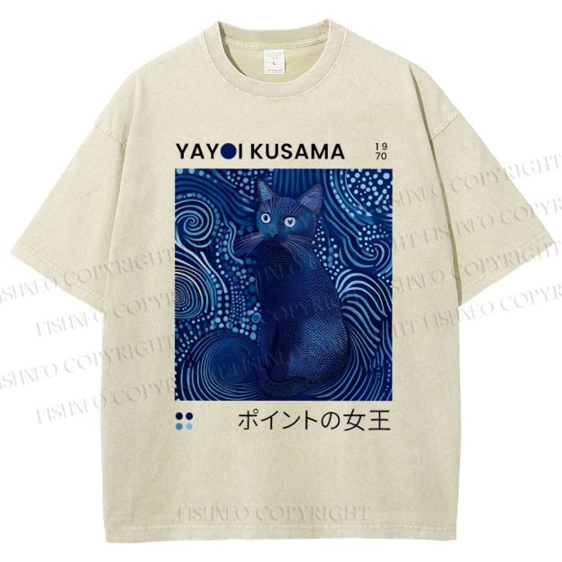 Yayoi Kusama Cat Vintage Vintage Washed T-shirt