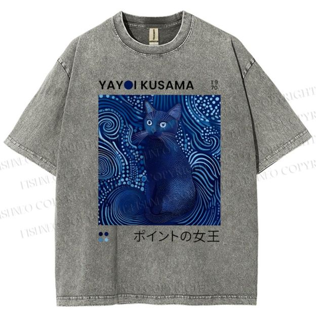 Yayoi Kusama Cat Vintage Vintage Washed T-shirt