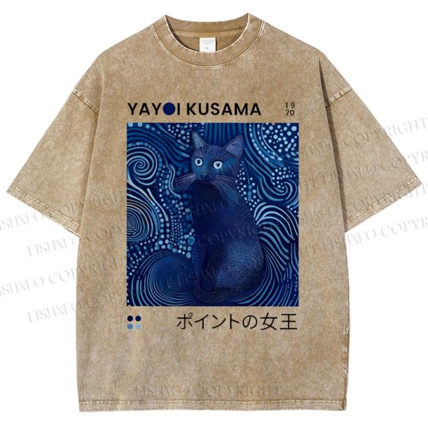 Yayoi Kusama Cat Vintage Vintage Washed T-shirt