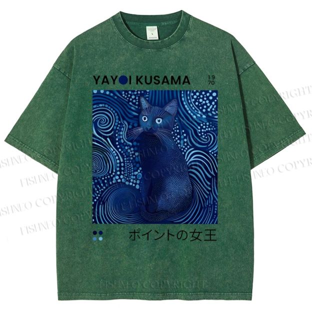 Yayoi Kusama Cat Vintage Vintage Washed T-shirt