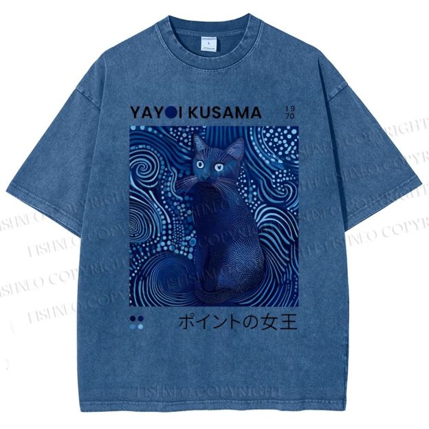 Yayoi Kusama Cat Vintage Vintage Washed T-shirt