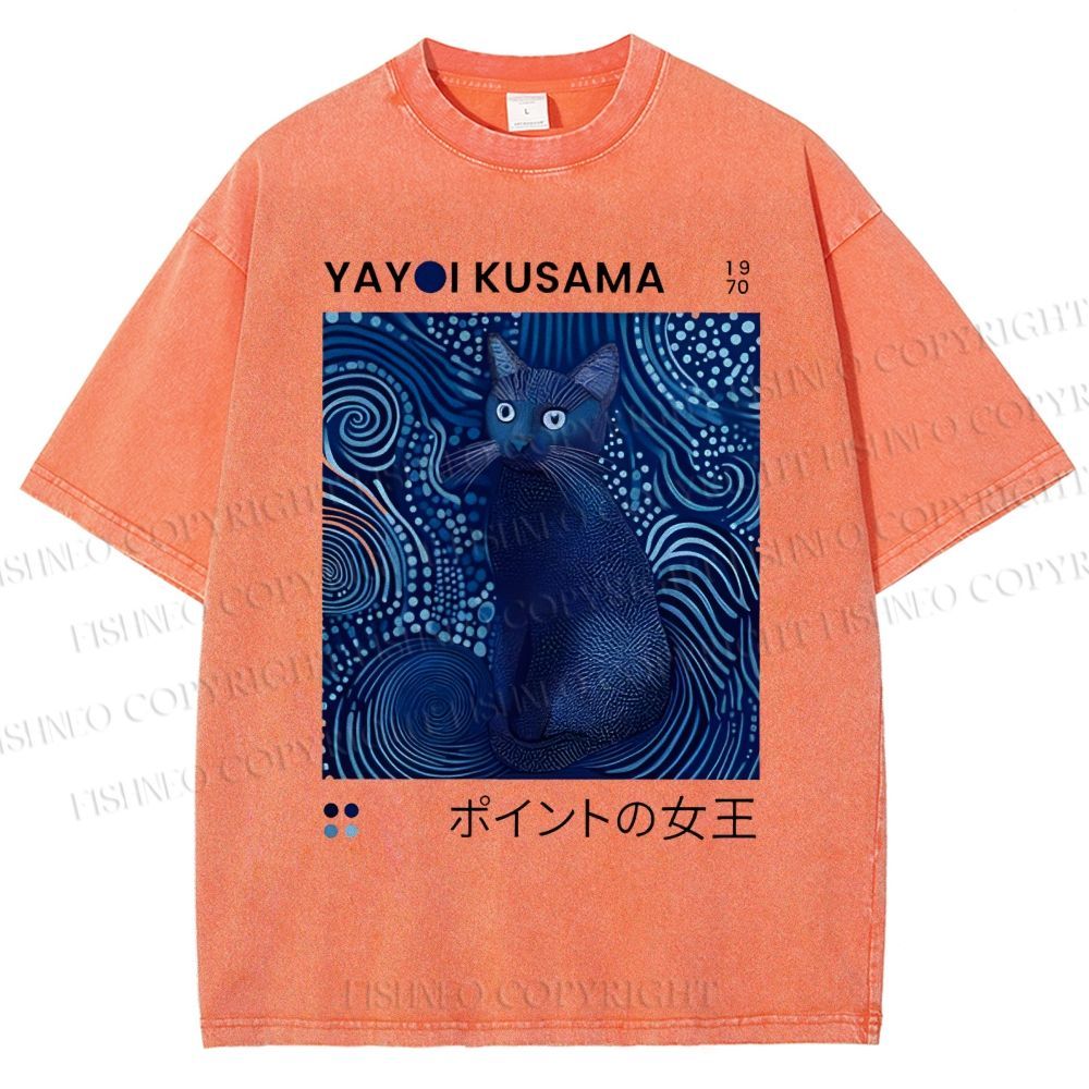 Yayoi Kusama Cat Vintage Vintage Washed T-shirt