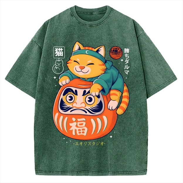 Neko Daruma Vintage Washed T-shirt