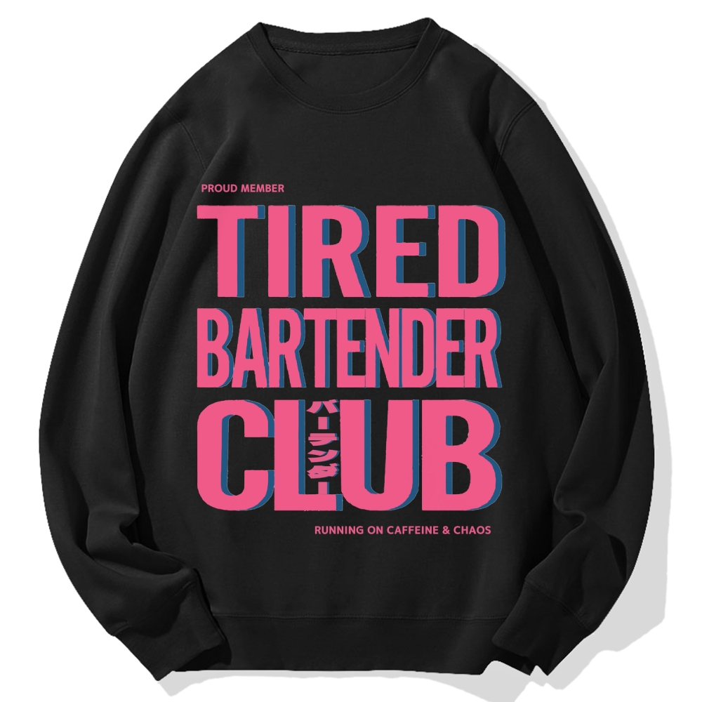 Tired Bartender Club Japanese Katakana Cotton Sweatshirt