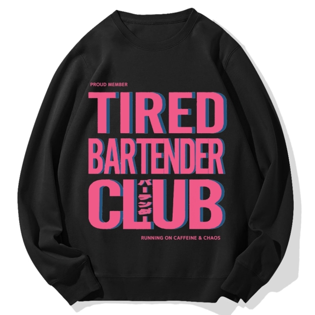 Tired Bartender Club Japanese Katakana Cotton Sweatshirt