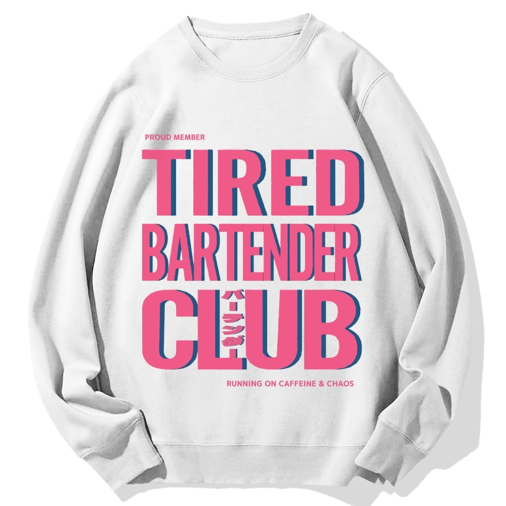 Tired Bartender Club Japanese Katakana Cotton Sweatshirt
