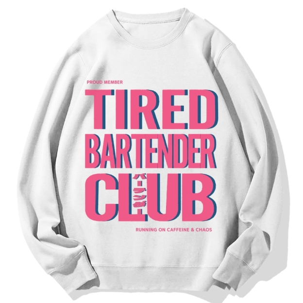 Tired Bartender Club Japanese Katakana Cotton Sweatshirt